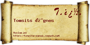 Tomsits Ágnes névjegykártya